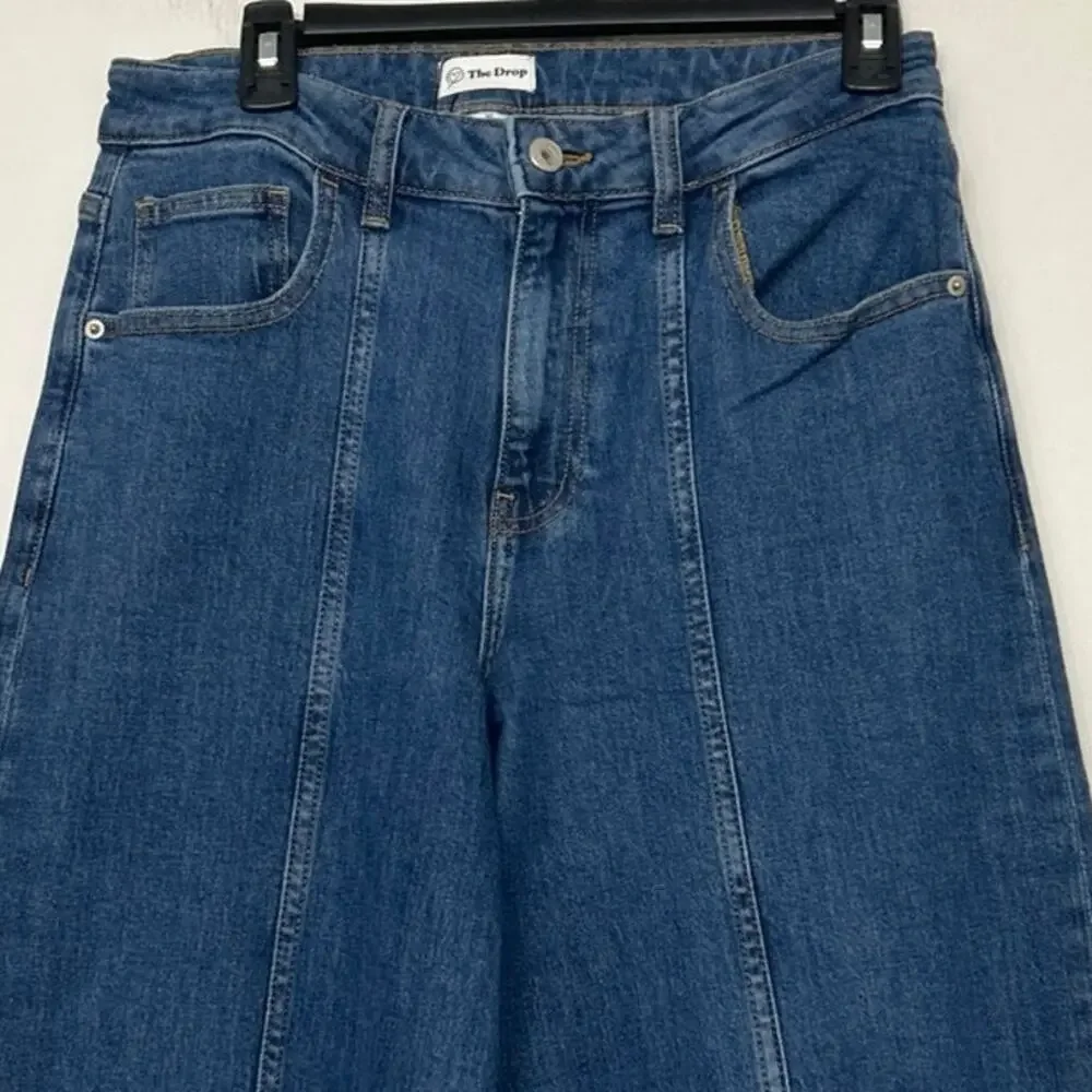 The Drop Frida Wide Leg High Waist Stretch Front Seam Jeans Medium Indigo 30 New - Picture 6 of 12